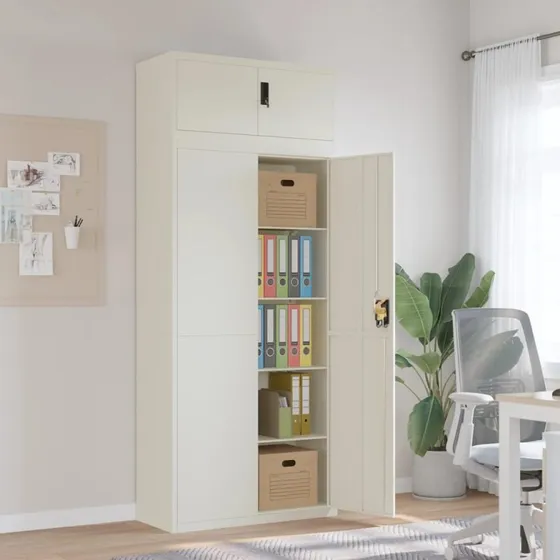 vidaXL Arkivskab 90x40x220 cm Stål Hvid
