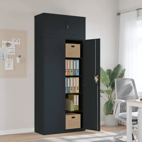 vidaXL arkivskab 90x40x220 cm stål antracitgrå