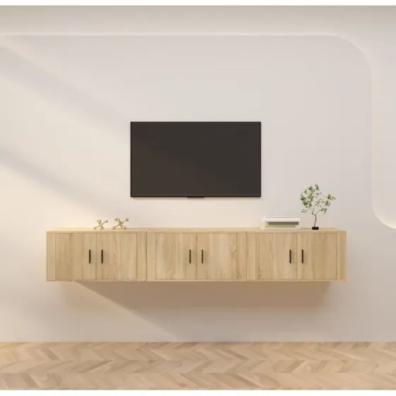 vidaXL Væghængt TV-skab 3 stk. 80x34,5x40 cm Sonoma-eg