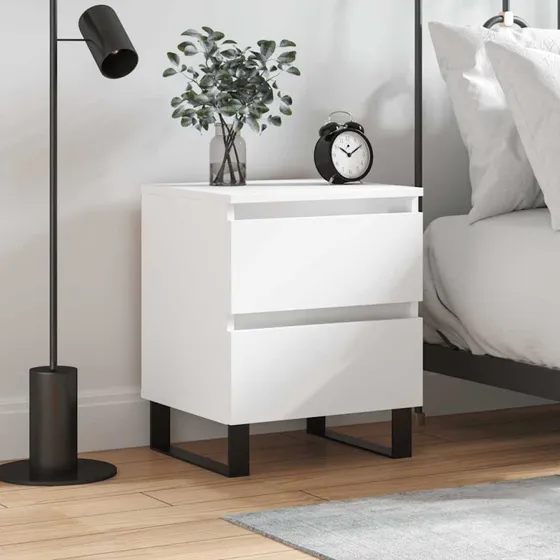 vidaXL Sengebord 40x35x50 cm hvid konstrueret træ