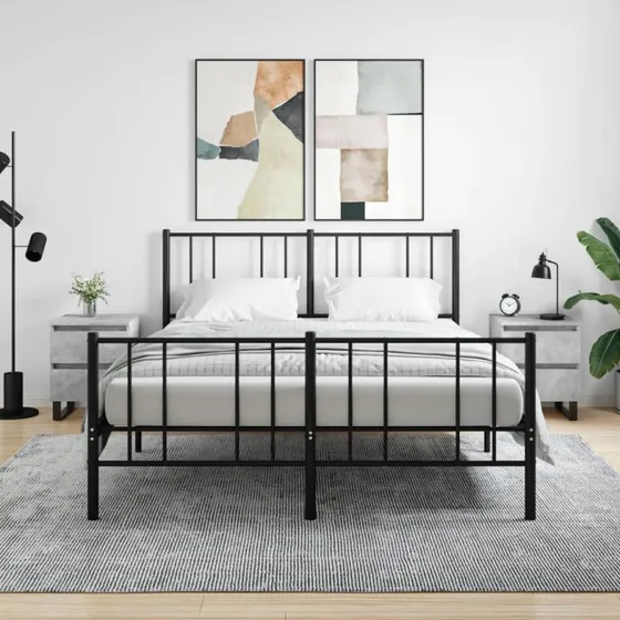 vidaXL Sengebord 2 stk. 40x35x50 cm konstrueret træ betongrå