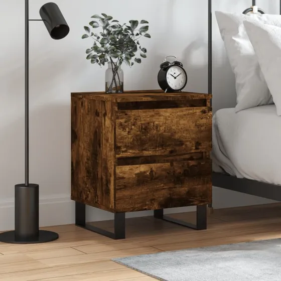 vidaXL Sengebord 40x35x50 cm røget egetræsfarve konstrueret træ
