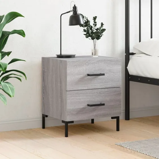 vidaXL Sengebord 40x35x47,5 cm konstrueret træ grå sonoma-eg