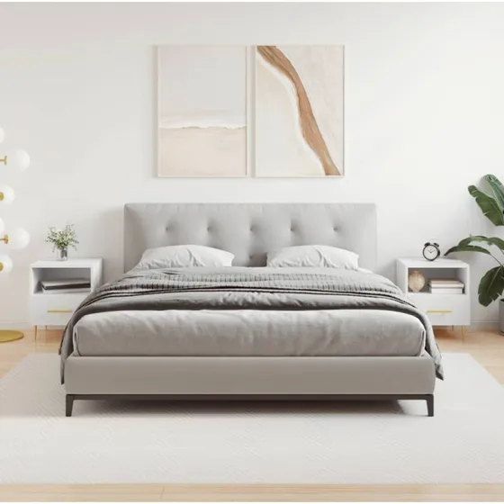 vidaXL Sengebord 2 stk. 40x35x47,5 cm hvid konstrueret træ
