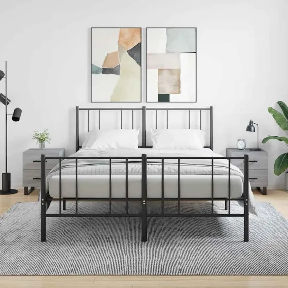 vidaXL Sengebord 2 stk. 40x35x47,5 cm konstrueret træ grå sonoma-eg