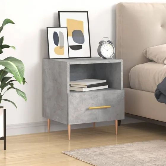 vidaXL Sengebord 40x35x47,5 cm Konstrueret Træ Betongrå