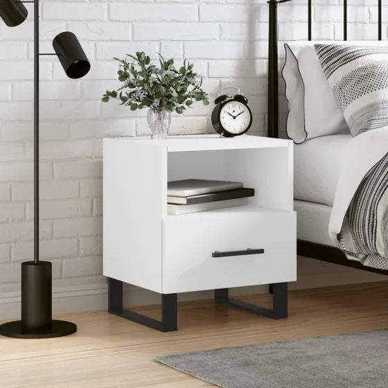 vidaXL Sengebord 40x35x47,5 cm hvid konstrueret træ