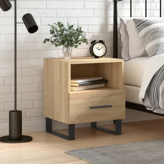 vidaXL Sengebord 40x35x47,5 cm konstrueret træ Sonoma-eg