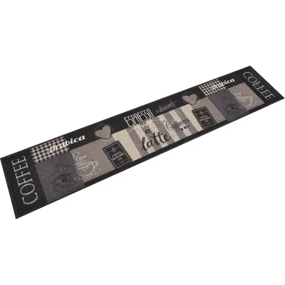 vidaXL Køkkentæppe 60x300 cm Coffee Black-design vaskbart velour