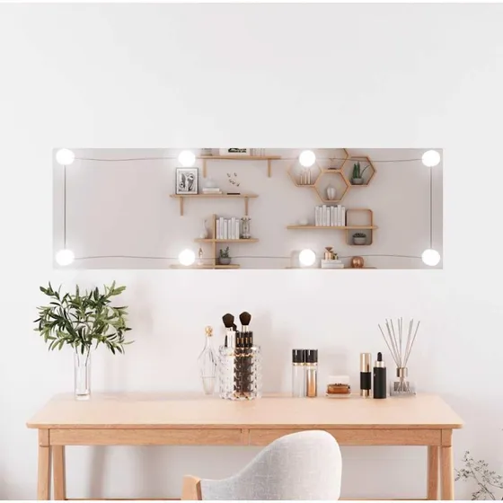 LumiVista Vægspejl med LED-lys 30x100 cm, klart glas