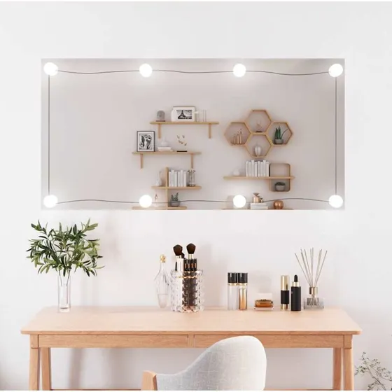 vidaXL Vægspejl med LED-lys 50x100 cm rektangel glas