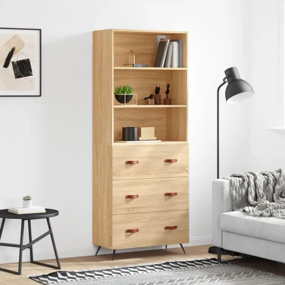 vidaXL Højskab 69,5x34x180 cm Konstrueret Træ Sonoma-Eg