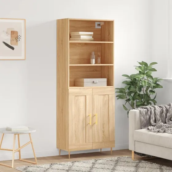 vidaXL Højskab 69,5x34x180 cm Konstrueret Træ Sonoma-Ege
