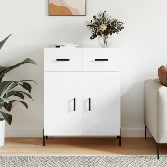 vidaXL Skænk 69,5x34x90 cm konstrueret træ hvid