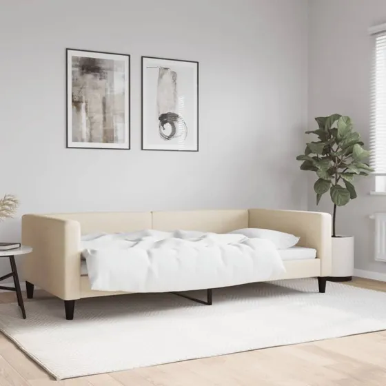 vidaXL Daybed 100x200 cm stof cremefarvet