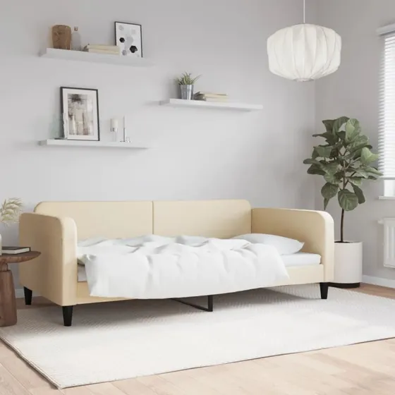 vidaXL Daybed 100x200 cm Cremefarvet Stof