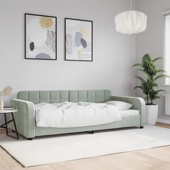 vidaXL Daybed 90x200 cm lysegrå velour