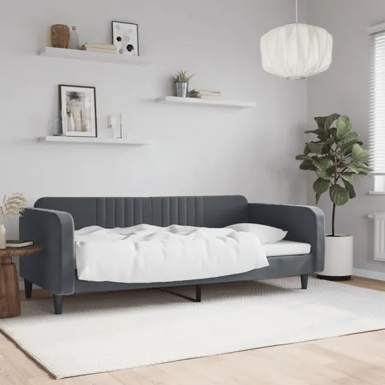 vidaXL Daybed 90x190 cm mørkegrå velour