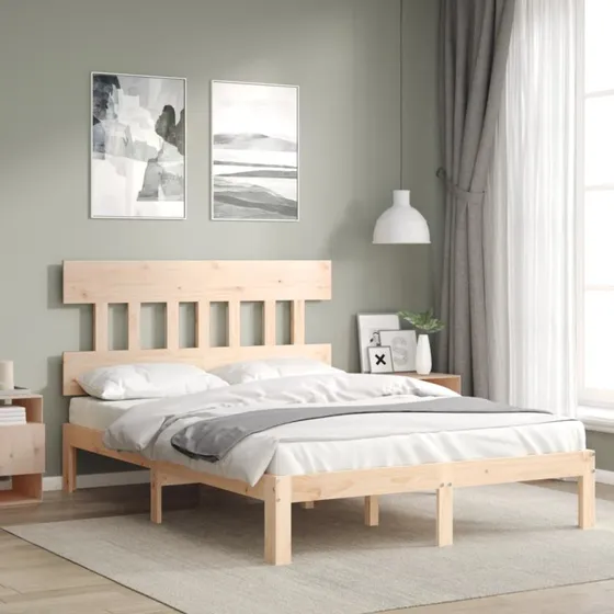 vidaXL Sengeramme Small Double massivt fyrretræ
