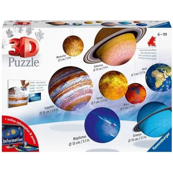 Ravensburger 3D-puslespil Solsystemet 27/54/7