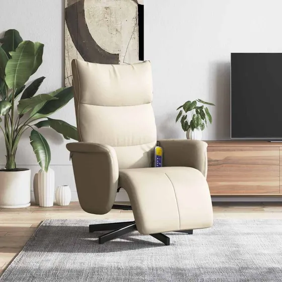 vidaXL massagestol med fodstøtte, kunstlæder cremefarvet