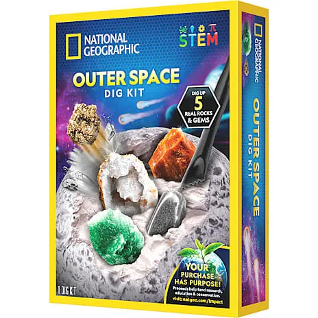 National Geographic Rum-gravekit med 5 sten og gems