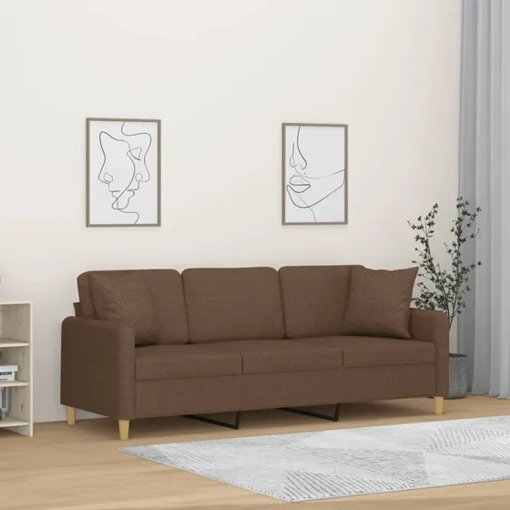 vidaXL 3-personers sofa med pyntepuder 180 cm brun