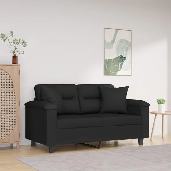 vidaXL 2-personers sofa med puder 120 cm sort