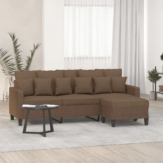 vidaXL 3-personers sofa med fodskammel 180 cm brun