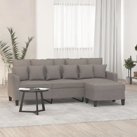 vidaXL 3-personers sofa med fodskammel 180 cm gråbrun