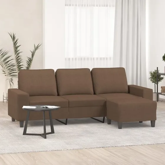 vidaXL 3-personers sofa med fodskammel 180 cm brun