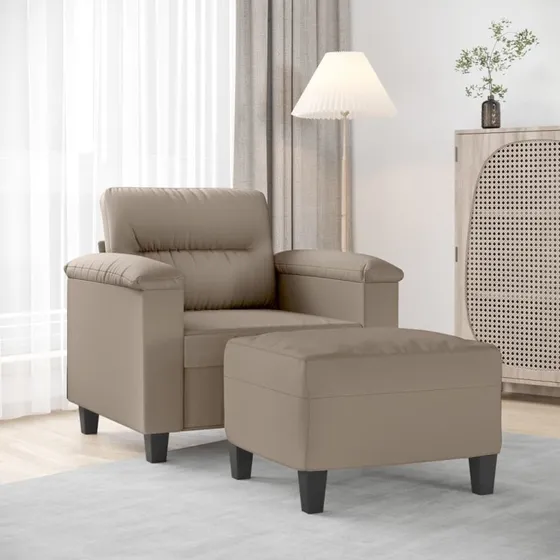 vidaXL Sofastol med fodskammel 60 cm Gråbrun