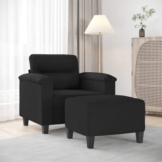vidaXL Sofastol med fodskammel 60 cm, sort mikrofiber