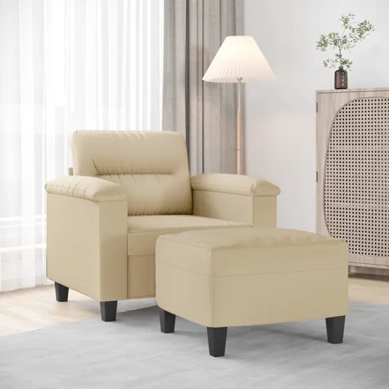 vidaXL Sofastol med Fodskammel 60 cm Cremefarvet