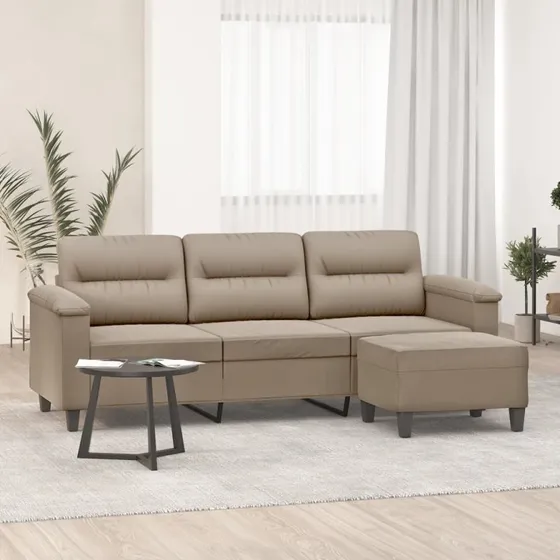 vidaXL 3-personers sofa med fodskammel 180 cm gråbrun