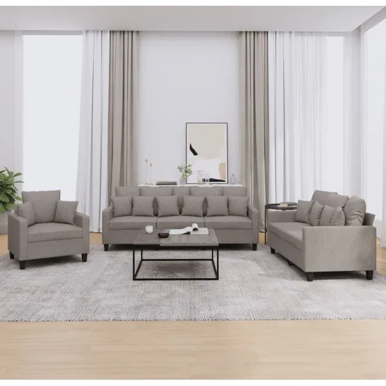 vidaXL 3-delet sofasæt med puder gråbrunt
