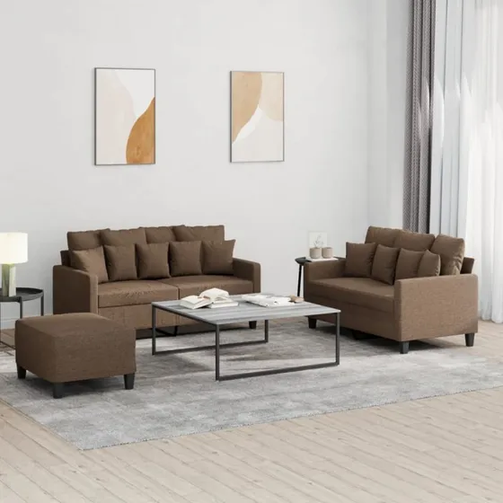 vidaXL 3-delet sofasæt med hynder, brun