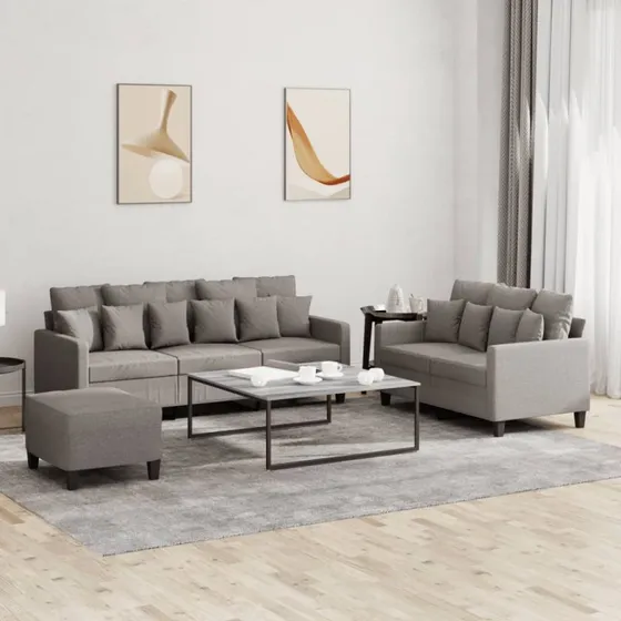 vidaXL 3-delet sofasæt med hynder, gråbrunt stof