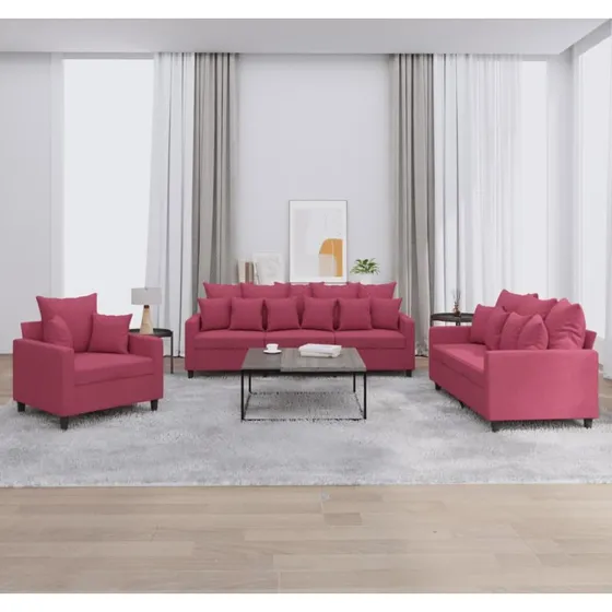 vidaXL 2-deles sofasæt med hynder i vinrød velour