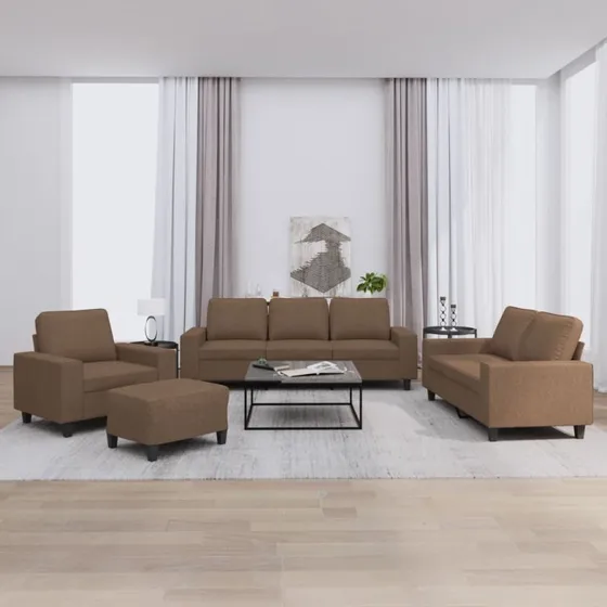 vidaXL 4-delers sofasæt stof brun
