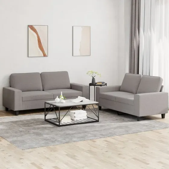 vidaXL sofasæt 2 dele gråbrun stof