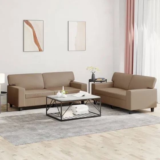 vidaXL 2-delers sofasæt i kunstlæder, cappuccino