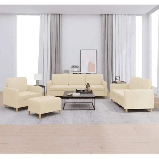 vidaXL 4-delers sofasæt med hynder, cremefarvet