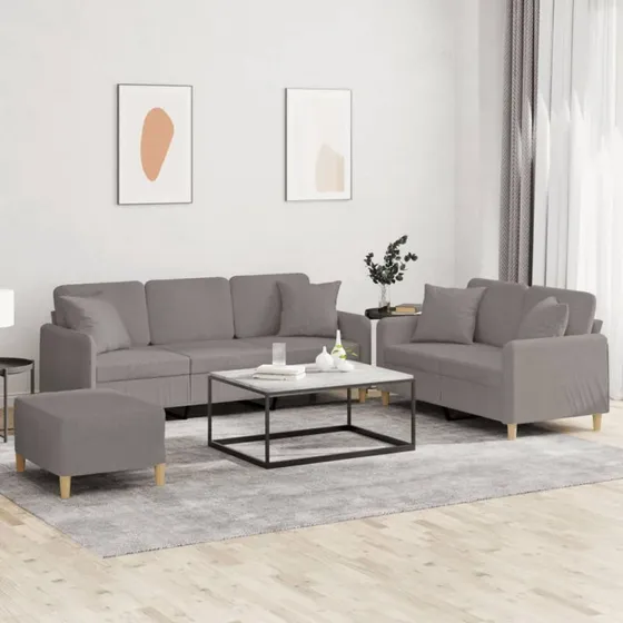 vidaXL 3-delssofa med puder, gråbrun