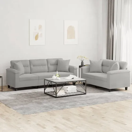 Sofasæt 2 Dele Mikrofiberstof - Beige / med puder