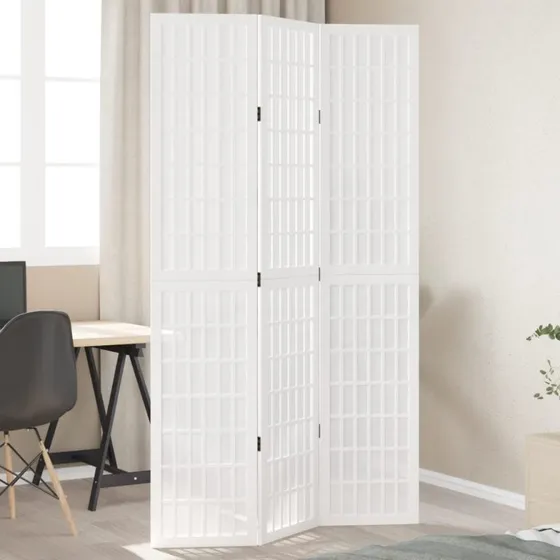 vidaXL 3-paneler rumdeler i massivt kejsertræ, hvid, 40 x 200 cm
