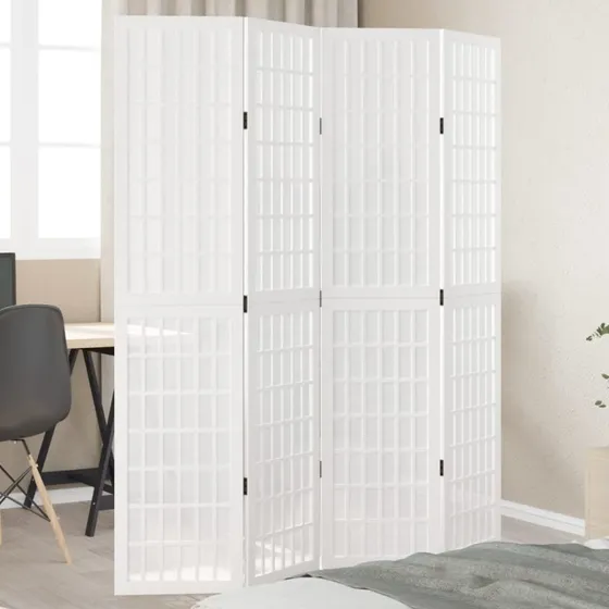 vidaXL 4-paneler rumdeler hvid massivt kejsertræ 180 cm