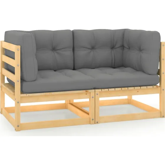 Havemøbler 2-Personers Havesofa M. Hynder Massivt Fyrretræ - Naturlig