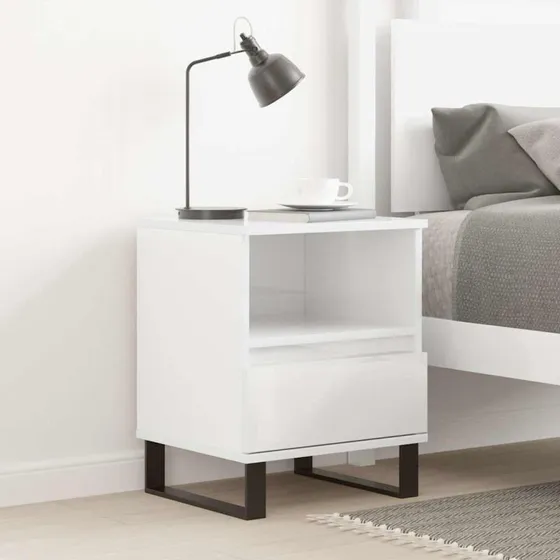 vidaXL Sengeskab 40x35x50 cm hvid højglans konstrueret træ