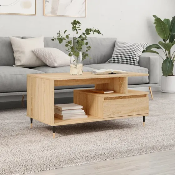vidaXL sofabord 90x49x45 cm konstrueret træ sonoma-eg